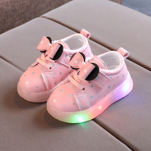 

Children Bow Lightweight Breathable LED Light-emitting Shoes, Size: 28(Pink)