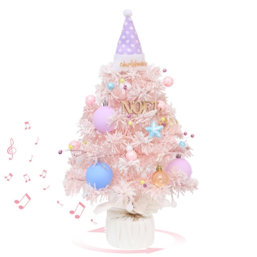 

50cm LED Rotating Music Box Desktop Mini Christmas Tree Christmas Decorative Ornaments(Macaroon)