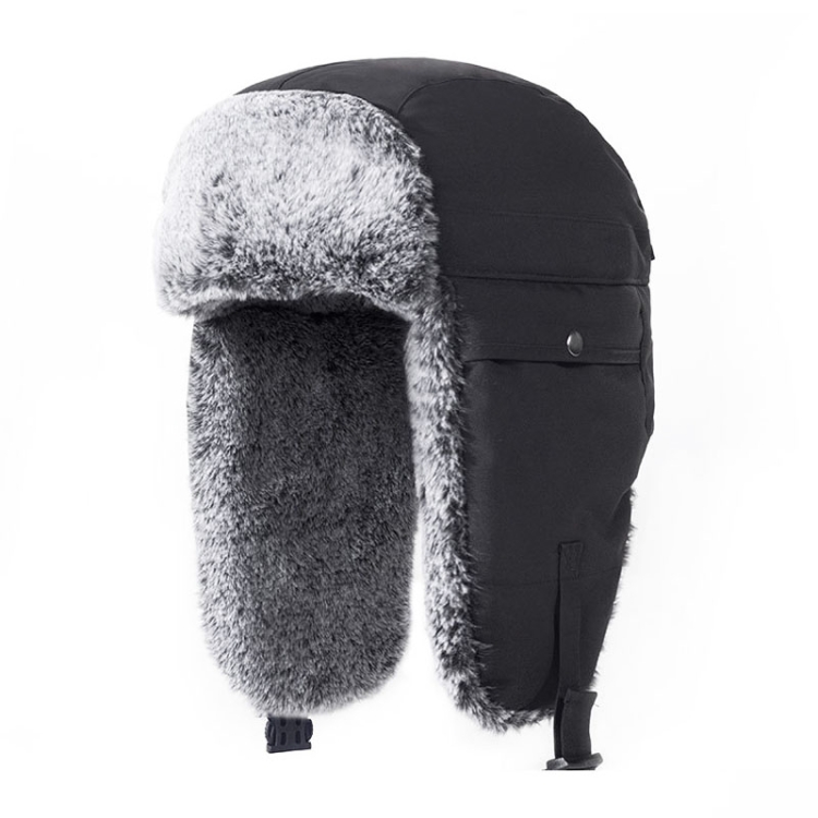 야외 방풍 모자 겨울 두꺼운 면 모자 따뜻한 방한 승마 모자, 모자 크기: 58-62cm (검은색)