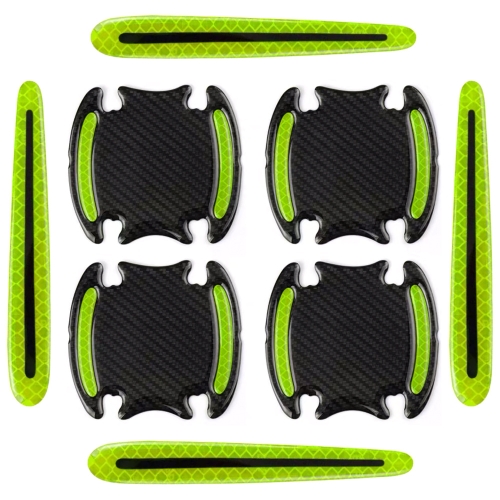 

8pcs/set Car Door Handle Rearview Mirror Safety Warning Protective Reflective Sticker, Color: Fluorescent Green