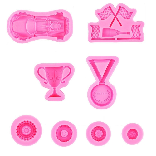 

Sports Car Trophy Medal Tire Silicone Mold Glue Plaster Candle Baking Decorative Mold, Specification: 8pcs /Set