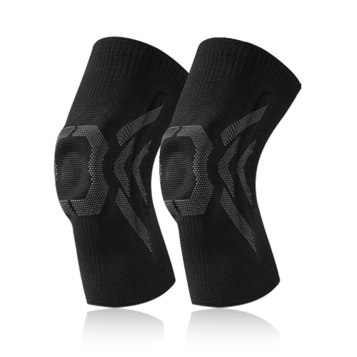 

1pair Sports Knee Brace Meniscus Injury Silicone Knee Joint Protective Cover, Size: S(Black Gray)
