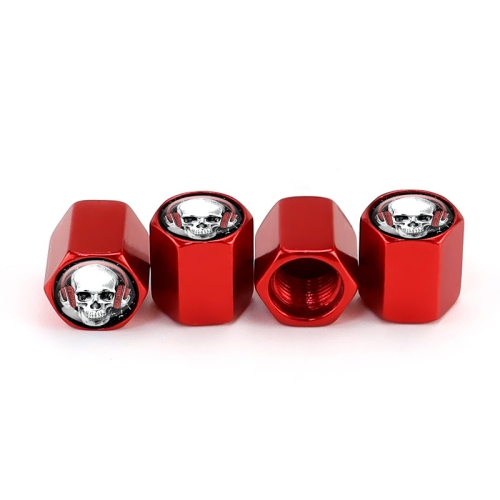 

4pcs /Set Headset Skeleton Metal Tire Valve Caps Automobile Universal Modified Valve Covers(Red)