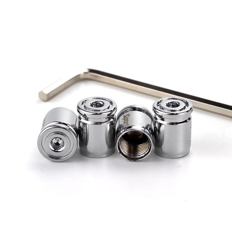 

4pcs /Set Sport Anti-Theft Car Tire Valve Caps Universal Valve Cover With Wrench(Silver)