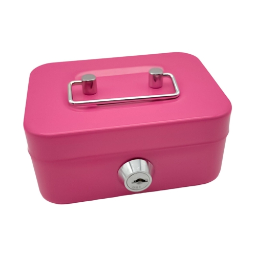 Caja fuerte de metal portátil, hucha, organizador de dinero con llave (rosa  pequeña)