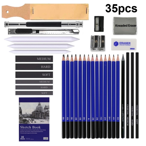 

35-in-1 Painting Sketch Pencil Set Professional Drawing Tools(5H-8B)