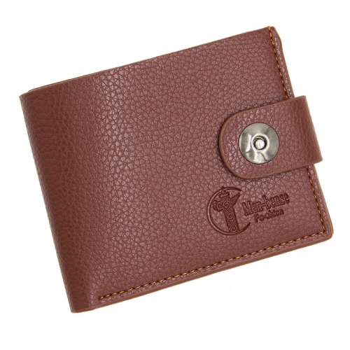 

MenBense Men Short Magnetic Clasp Wallet Multi-Card Coin Purse(Light Coffee)