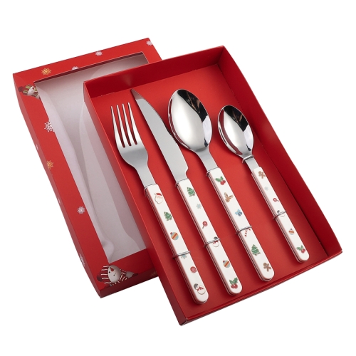 

4pcs /Pack Christmas Knife Fork And Spoon Set Cartoon Cutlery Gift Box(Knife Fork Spoons)