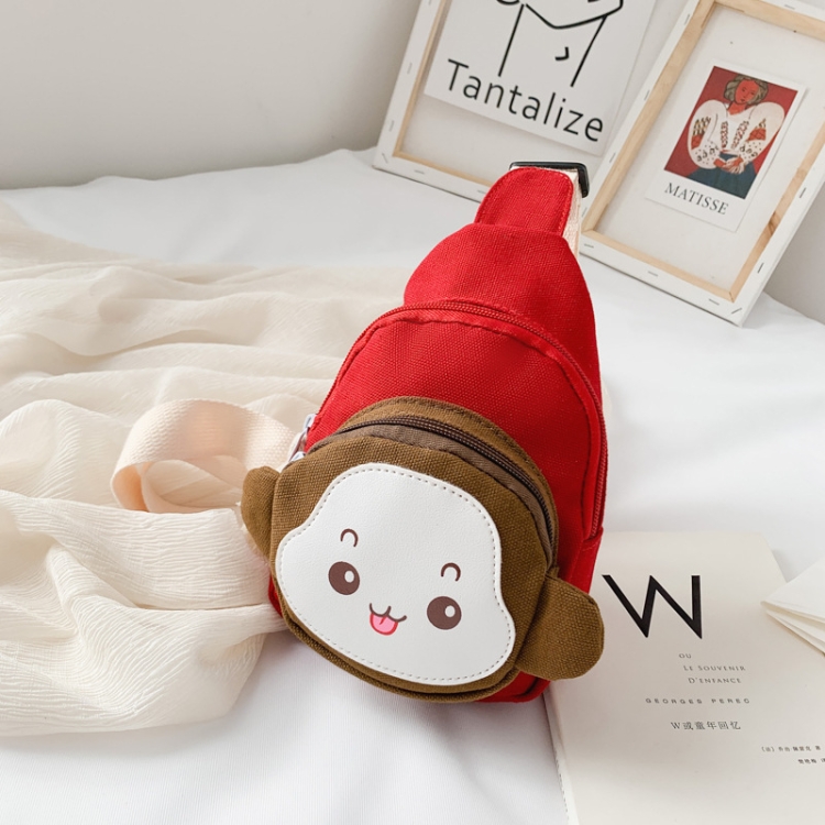 

Children Chest Bag Cute Cartoon Monkey Crossbody Shoulder Bag Coin Backpacks(Red)