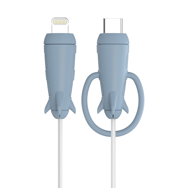 Protecteur de ligne de données pour IPhone, Protection d'enroulement de fil de chargeur USB type-c, spécifications: microcéphalie + petit bandeau bleu clair