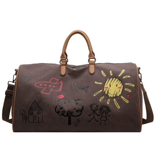 

Graffiti Personal Travel Bags Outdoor Casual Large Capacity Handheld Crossbody Bag(Coffee)