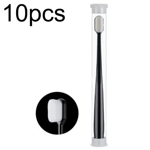 

Nano Silk Soft Bristle Toothbrush Independent Packing Portable Couple Toothbrush, Style: Black Flat-head