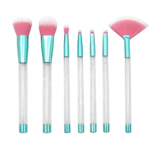 

7-In-1 Crystal Makeup Brush Set With Empty Handle Cosmetics Sand Brushes(NO.1 Green+Rose Red)