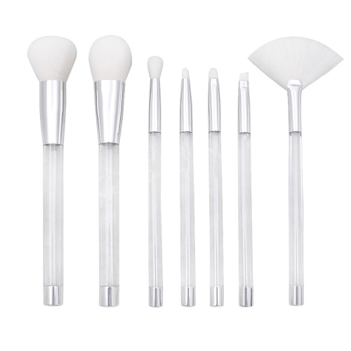 

7-In-1 Crystal Makeup Brush Set With Empty Handle Cosmetics Sand Brushes(NO.9 Silver+White)