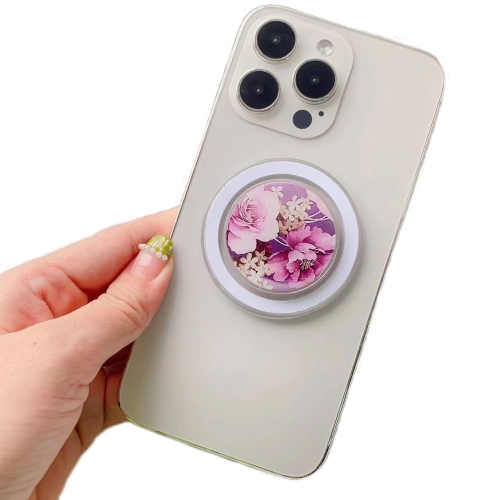 

Glue Cartoon Floral Magnetic Airbag MagSafe Phone Telescopic Holder, Without Magnet, Color: 8-Flowers