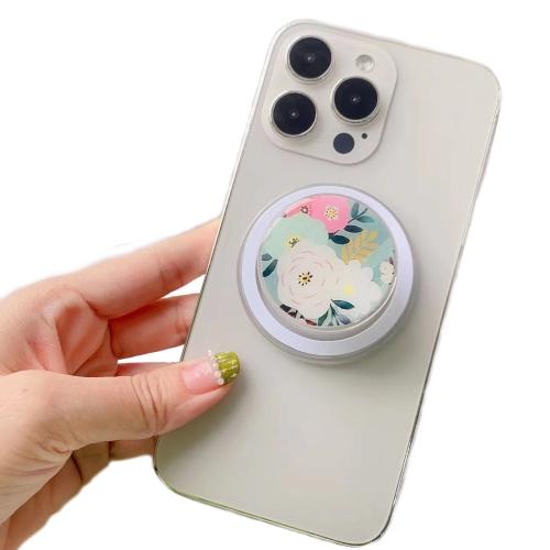 Glue Cartoon Floral Magnetic Airbag MagSafe Phone Telescopic Holder, Without Magnet, Color: 9-Flowers 