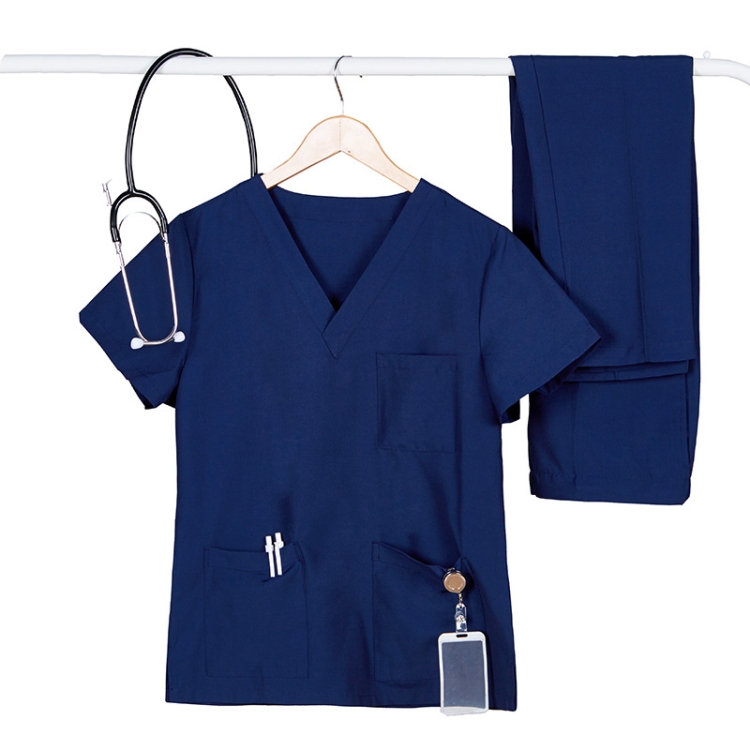 

Women Grooming Pet Dental Work Clothes Short-Sleeved Top + Pants Set, Size: M(Tibetan Blue)