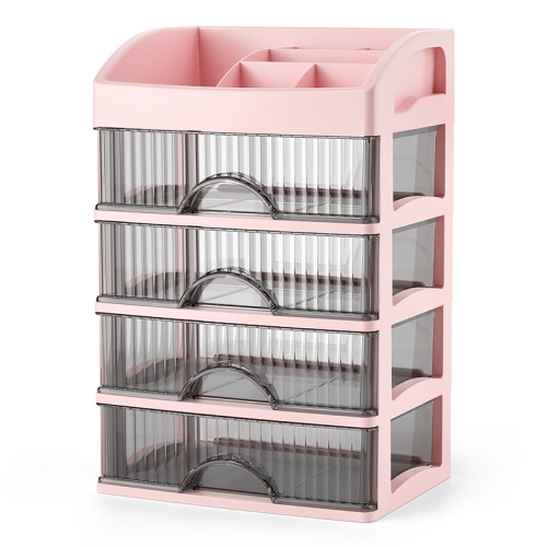 

Desktop Drawer Organizer Multi-Layer Cosmetic Jewelry Box Stationery Multi-Functional Organizer, Style: 5 Layer Black Drawer (Pink)