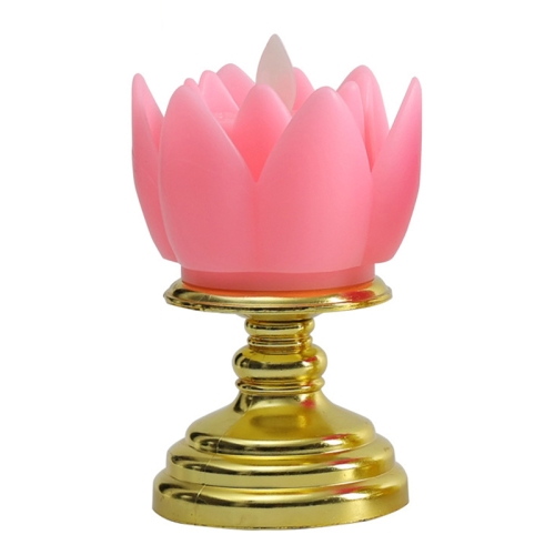 

LED Electronic Candle Lotus Lamp Buddha Offering Light Simulation Swing Decorative Lights(Pink)