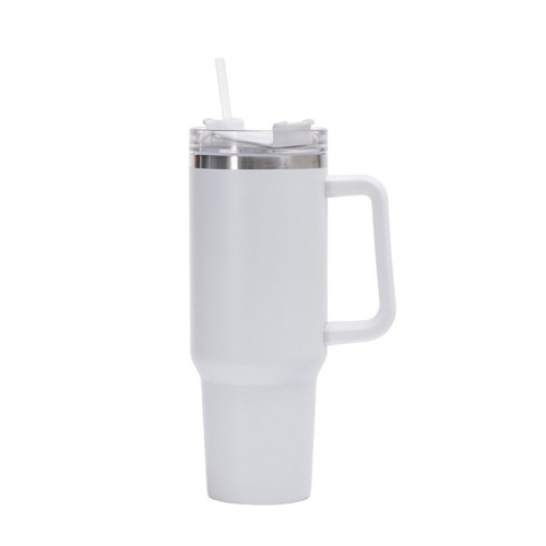 

40oz Car Cup Double-Layer Vacuum Cup With Straw Handle Stainless Steel Thermos Cup(Gen1 White)