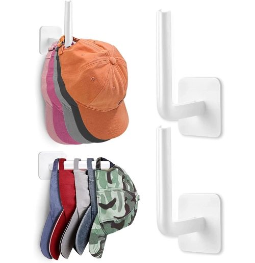 

2pcs Baseball Hat Wall Self-Adhesive Hanging Shelf Rack Hook(White)
