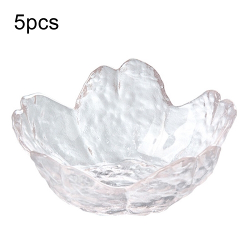 

5pcs/Set Hammer Glass Cherry Blossom Dish House Sauce Plate Small Dish, Color: Transparent