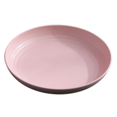 

8 inch Wheat Straw Circular Home Vegetable Dish Portable Outdoor Plastic Anti -Fall Fruit Breakfast Plate(Pink)