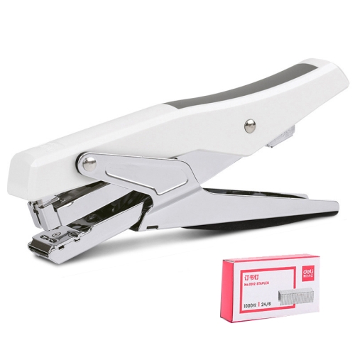 

Deli Labor-saving Stapler NO.12 Handheld Stapler Papers Stapling Machine, Spec: 0329 White With 1000 Staples