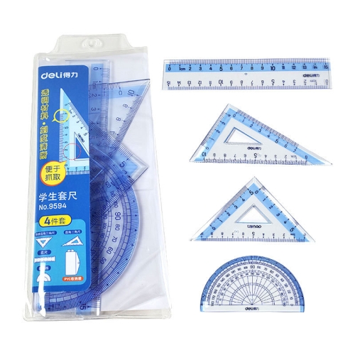 

Deli 4-in-1 Ruler Set for Students Ruler Stationery Set, Model: 9594
