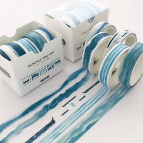 

5rolls /Box 3m Washi DIY Decoration Handbook Tape Set, Color: Dark Blue