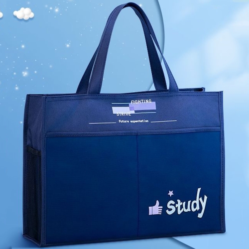 

A3 Handheld Zipper File Bag Canvas Waterproof 8 Open Sketch Art Storage Bag(Dark Blue)