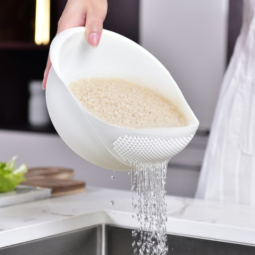 

Kitchen Rice Sieve Multifunctional Draining Washing Basket(White)