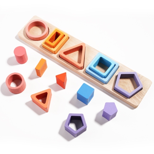

Children Geometric Shapes Color Matching Building Blocks Columns Toys(15 In 1 Gradient Color)