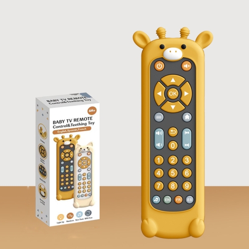 

Baby Simulation TV Remote Control Music Toy with Light and Sound 3 Language Mode, Color: Black With Giraffe Silicon Cover