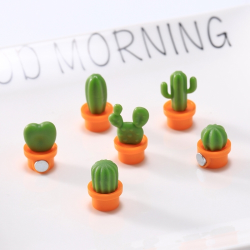 

6pcs /Set Cactus Fridge Stickers Greenery Message Magnetic Cartoon Stickers(Orange Pot)
