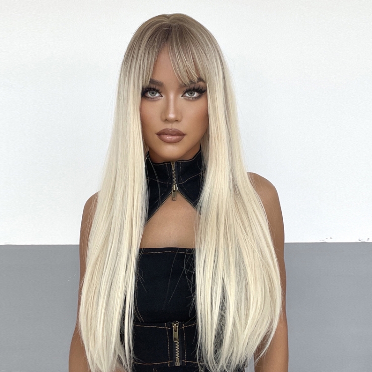 Beauty Gradient Mix Wig With Bangs