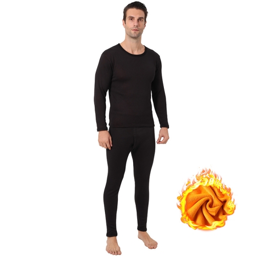 

Men Women Gold Velvet Thickened Cold-Proof Thermal Underwear Set, Color: Male Black(L)