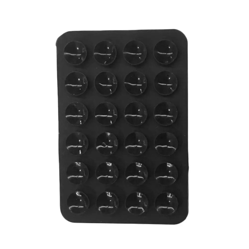 Téléphone portable Silicone 24 ventouses de forme carrée autocollants arrière de téléphone portable (noir)