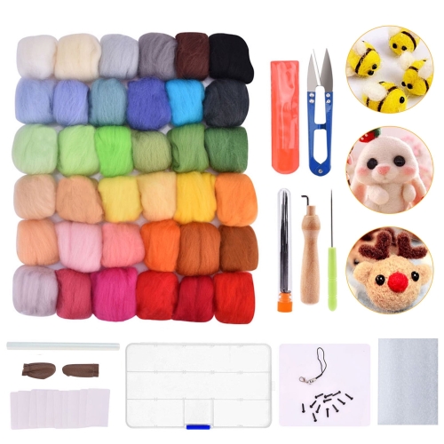 

50 Colors With Tool Wool Felt Needle Felting Kit Manual DIY Colored Felt Stitching