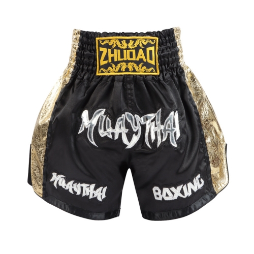 

ZhuoAo Boxing Shotgun Clothing Training Fighting Shorts Muay Thai Pants, Style: Black Gold(XL)
