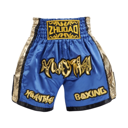 

ZhuoAo Boxing Shotgun Clothing Training Fighting Shorts Muay Thai Pants, Style: Blue Gold(M)