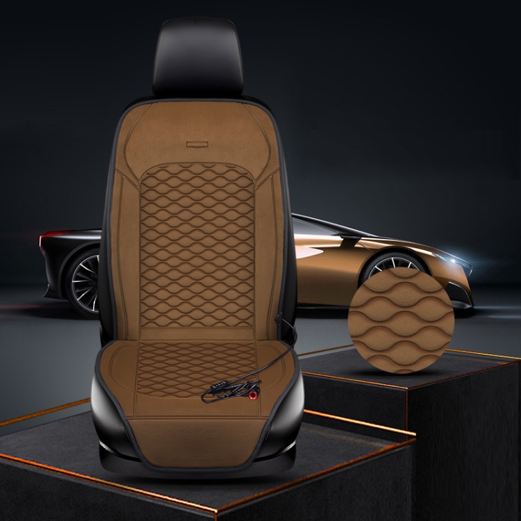 

12V Car Winter Electric Heating Short Plush Seat Cushion, Color: Brown