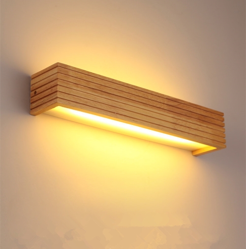 

35cm LED Solid Wood Wall Lamp Bedroom Bedside Lamp Corridor Wall Lamp(Warm Light)