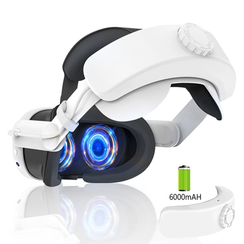 

For Meta Quest 3 Rechargeable Headband Adjustable Headstrap Built In 6000mAh Battery(White)