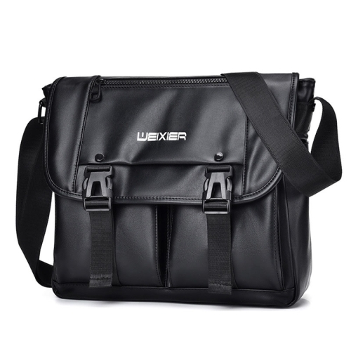 

WEIXIER D269 Business Casual Mens Messenger Bag Large Capacity Workwear Functional Crossbody Packs(Black)