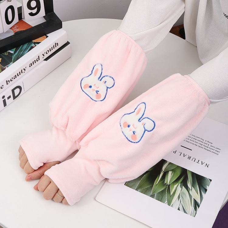 

2-in-1 Multifunctional Cute Cartoon Winter Anti-dirty Warm Sleeves, Color: Rabbit Pink