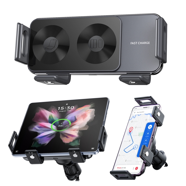 15W Wireless Car Charger Dual Coils Fast Charging for Samsung