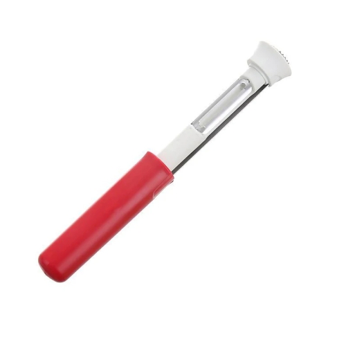 

2 In 1 Fruit Peeling & Core Pumping Tool Stainless Steel Vegetable Corer(Red White)