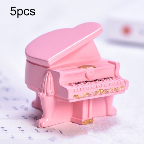 

Micro Landscape Simulation Musical Instrument Resin Ornament Miniature Desktop Decoration, Style: No.14 Pink Piano