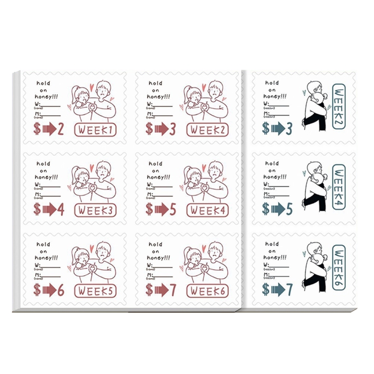 

52 Week 25 Pages Couple Savings Challenge Handbook Savings Loose-leaf Bill Holder, Color: Stickers 1 Set